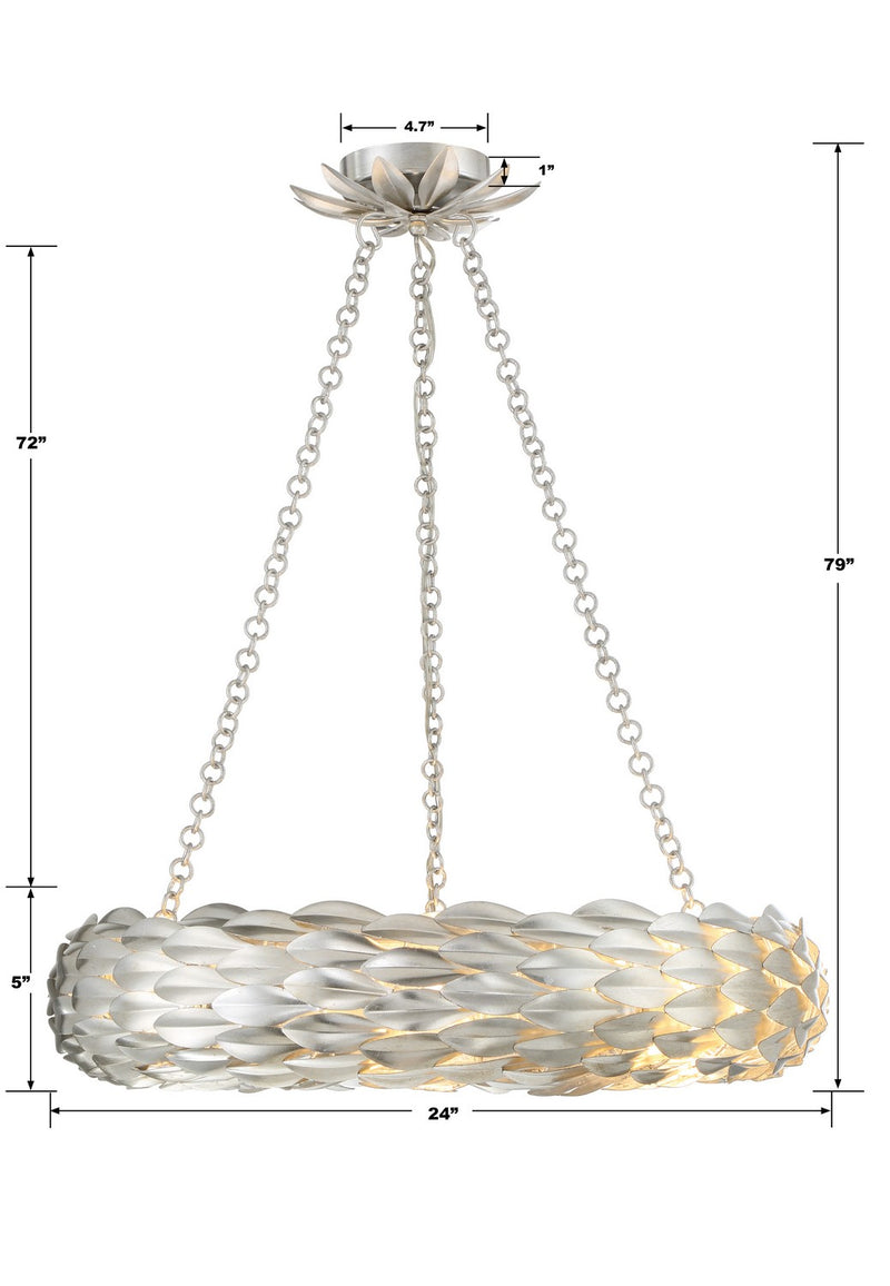 Crystorama 536-SA Six Light Pendant, Antique Silver