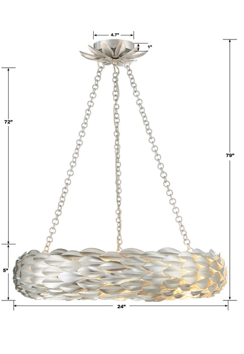 Crystorama 536-SA Six Light Pendant, Antique Silver
