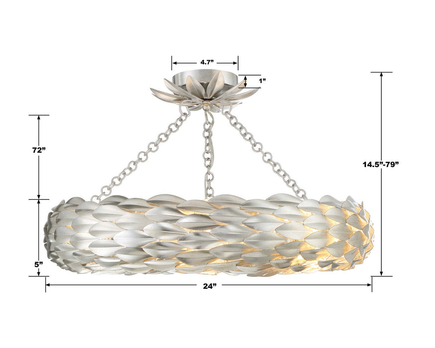 Crystorama 536-SA_CEILING Six Light Semi Flush Mount, Antique Silver