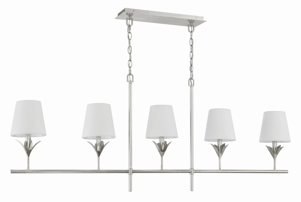 Crystorama 537-SA Five Light Chandelier, Antique Silver