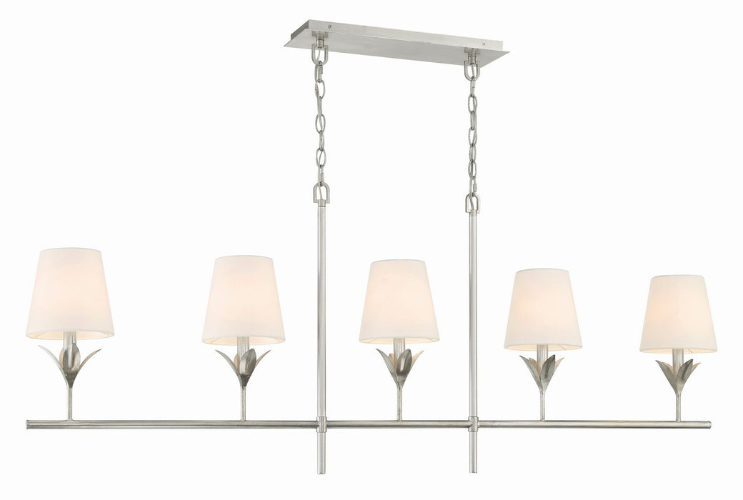Crystorama 537-SA Five Light Chandelier, Antique Silver