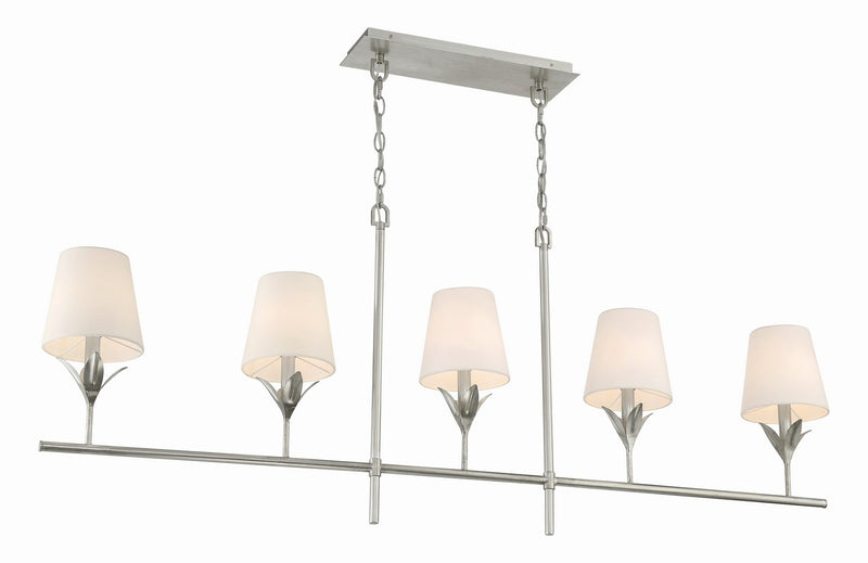 Crystorama 537-SA Five Light Chandelier, Antique Silver