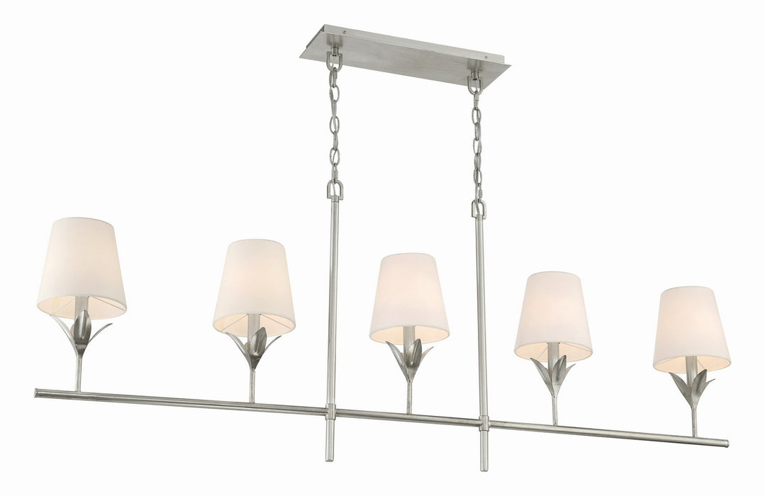 Crystorama 537-SA Five Light Chandelier, Antique Silver