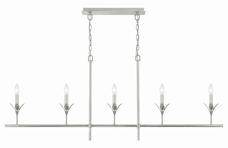 Crystorama 537-SA Five Light Chandelier, Antique Silver