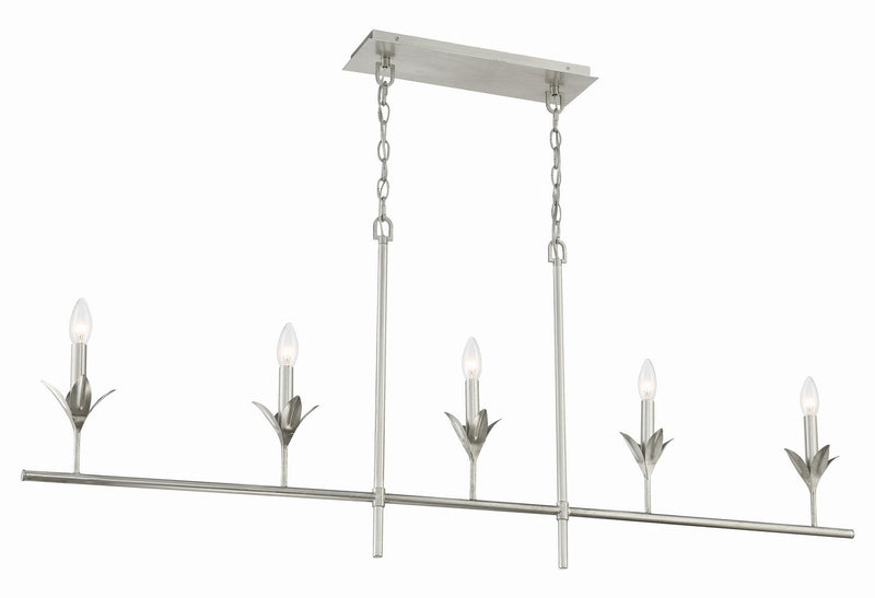 Crystorama 537-SA Five Light Chandelier, Antique Silver
