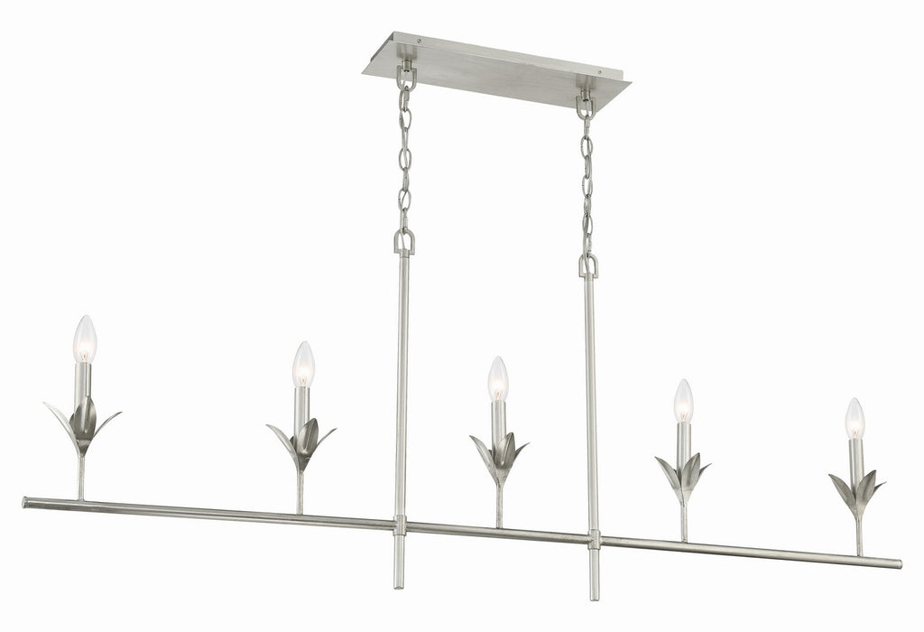 Crystorama 537-SA Five Light Chandelier, Antique Silver