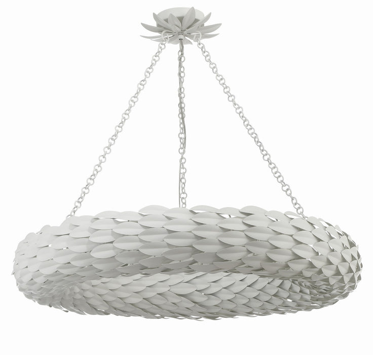 Crystorama 538-MT Eight Light Pendant, Matte White
