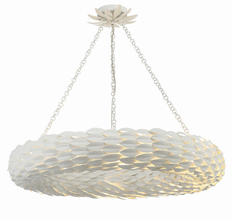 Crystorama 538-MT Eight Light Pendant, Matte White
