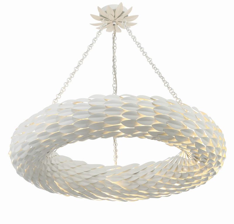 Crystorama 538-MT Eight Light Pendant, Matte White