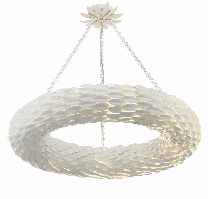 Crystorama 538-MT Eight Light Pendant, Matte White