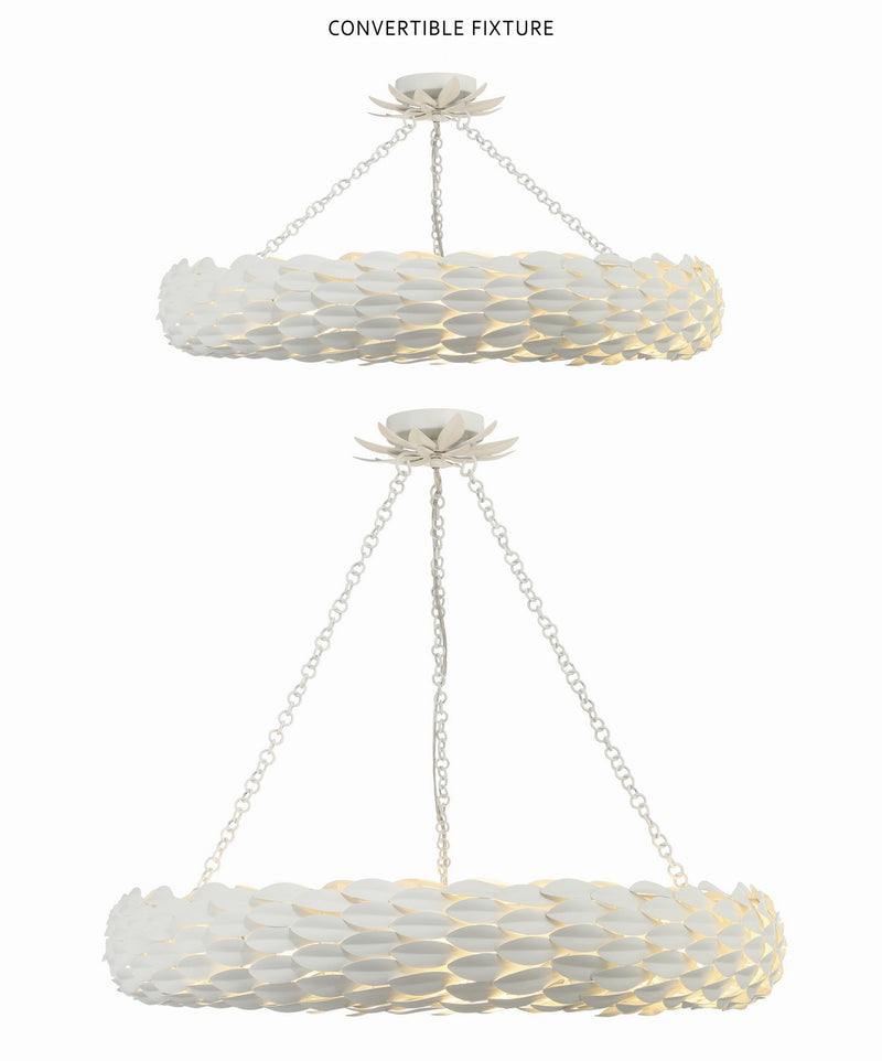 Crystorama 538-MT Eight Light Pendant, Matte White