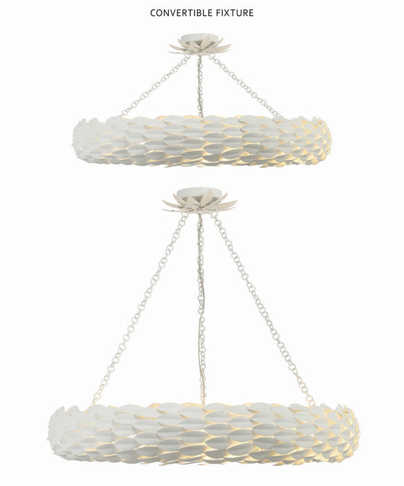 Crystorama 538-MT Eight Light Pendant, Matte White