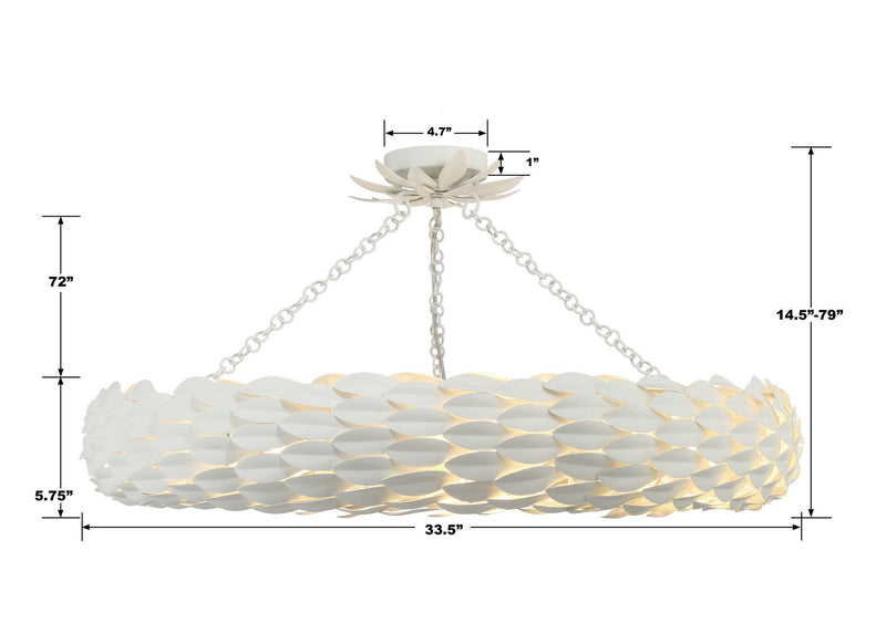Crystorama 538-MT_CEILING Eight Light Semi Flush Mount, Matte White