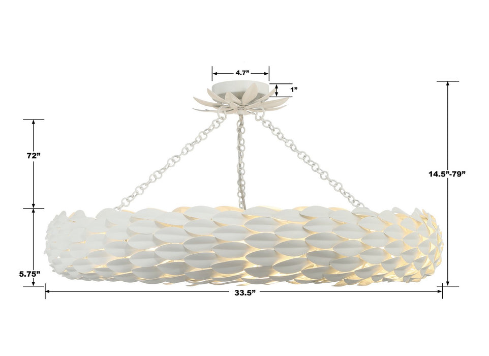 Crystorama 538-MT_CEILING Eight Light Semi Flush Mount, Matte White