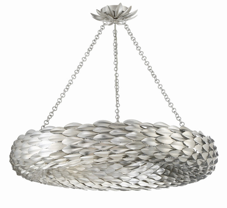 Crystorama 538-SA Eight Light Pendant, Antique Silver