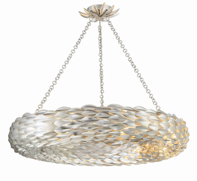Crystorama 538-SA Eight Light Pendant, Antique Silver