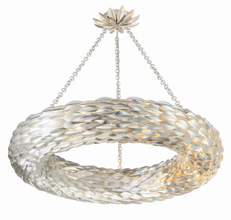 Crystorama 538-SA Eight Light Pendant, Antique Silver
