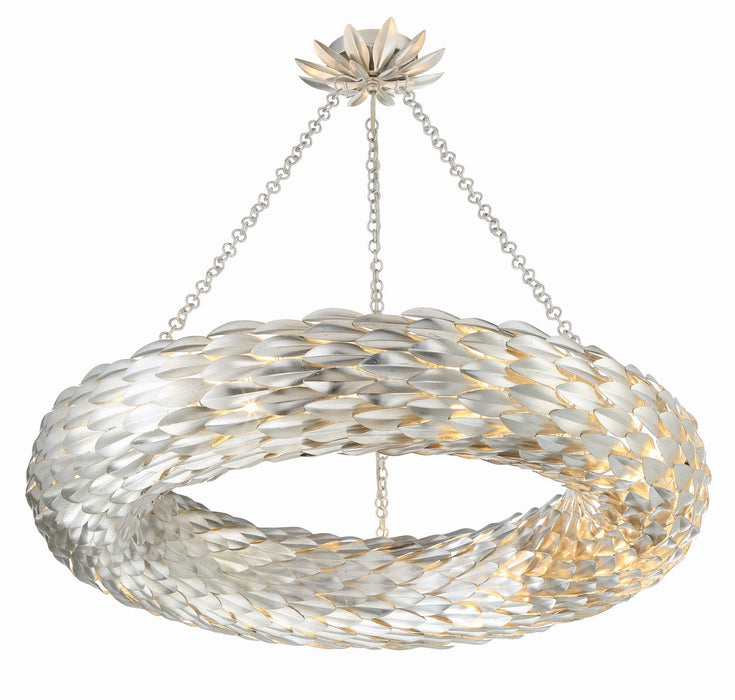 Crystorama 538-SA Eight Light Pendant, Antique Silver