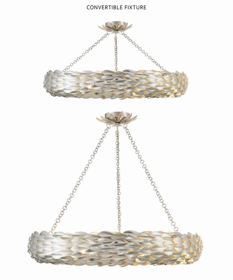 Crystorama 538-SA Eight Light Pendant, Antique Silver