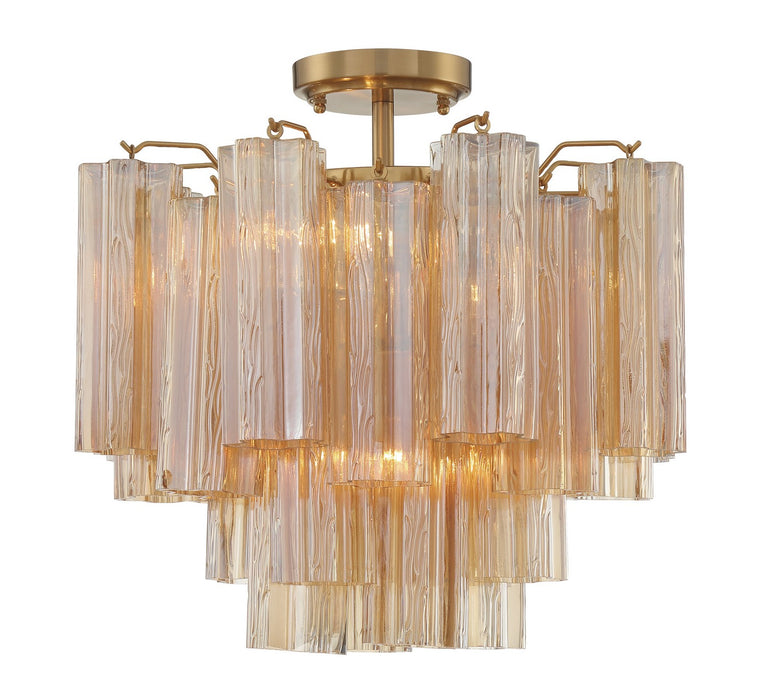 Crystorama ADD-300-AG-AM_CEILING Four Light Semi Flush Mount, Aged Brass