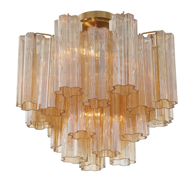Crystorama ADD-300-AG-AM_CEILING Four Light Semi Flush Mount, Aged Brass