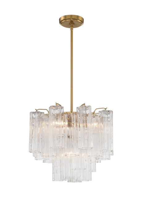 Crystorama ADD-300-AG-CL Four Light Chandelier, Aged Brass