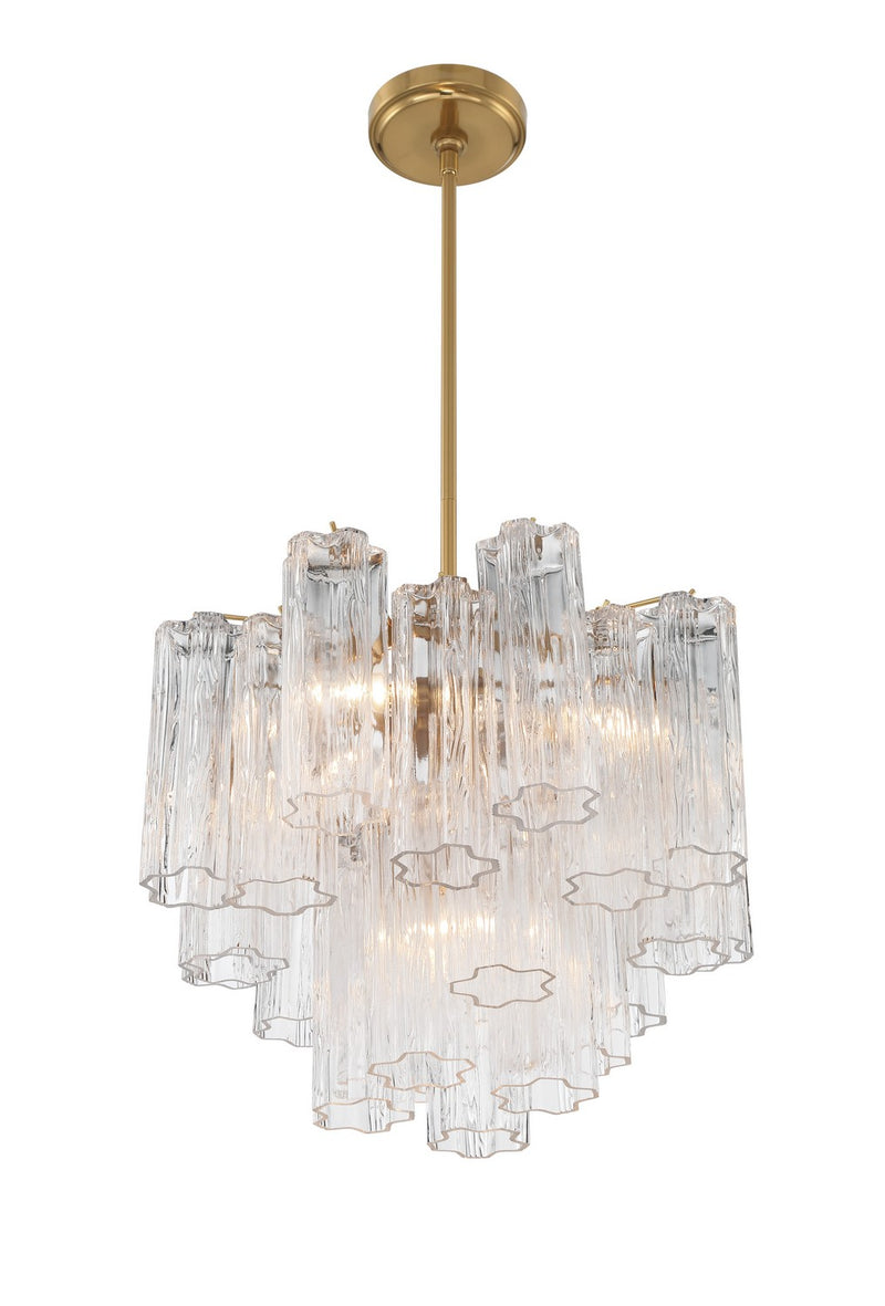 Crystorama ADD-300-AG-CL Four Light Chandelier, Aged Brass