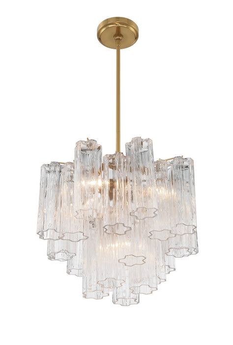 Crystorama ADD-300-AG-CL Four Light Chandelier, Aged Brass