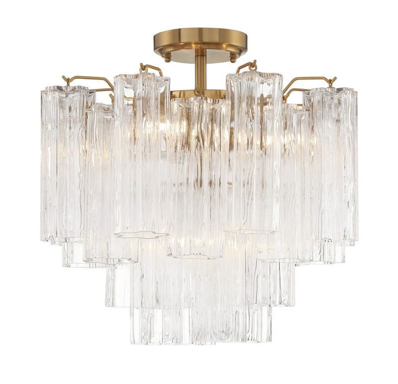 Crystorama ADD-300-AG-CL_CEILING Four Light Semi Flush Mount, Aged Brass