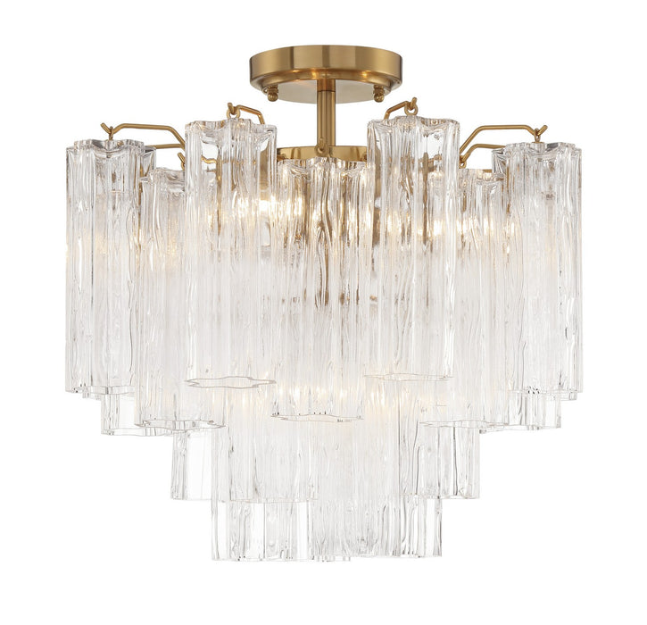 Crystorama ADD-300-AG-CL_CEILING Four Light Semi Flush Mount, Aged Brass