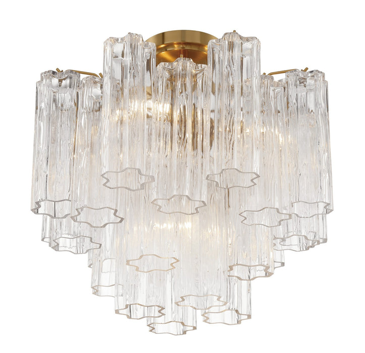 Crystorama ADD-300-AG-CL_CEILING Four Light Semi Flush Mount, Aged Brass