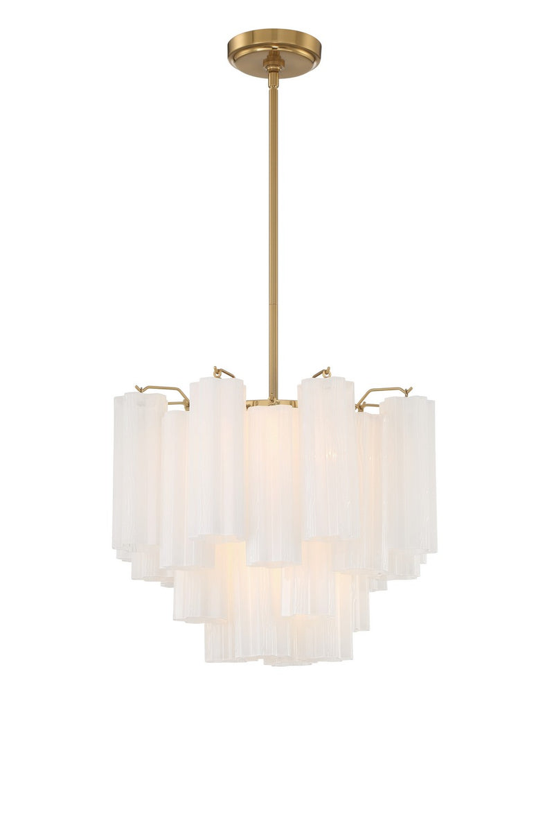 Crystorama ADD-300-AG-WH Four Light Chandelier, Aged Brass
