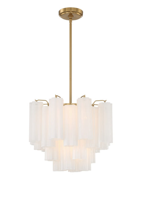 Crystorama ADD-300-AG-WH Four Light Chandelier, Aged Brass