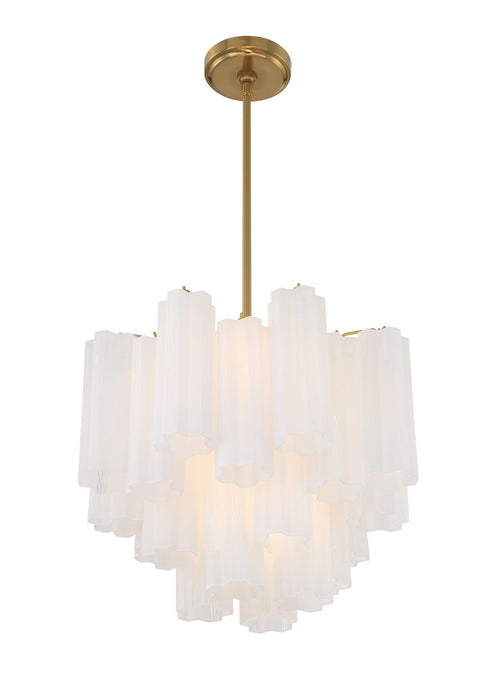 Crystorama ADD-300-AG-WH Four Light Chandelier, Aged Brass