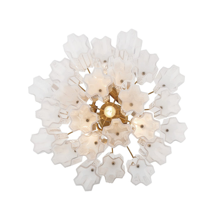 Crystorama ADD-300-AG-WH Four Light Chandelier, Aged Brass