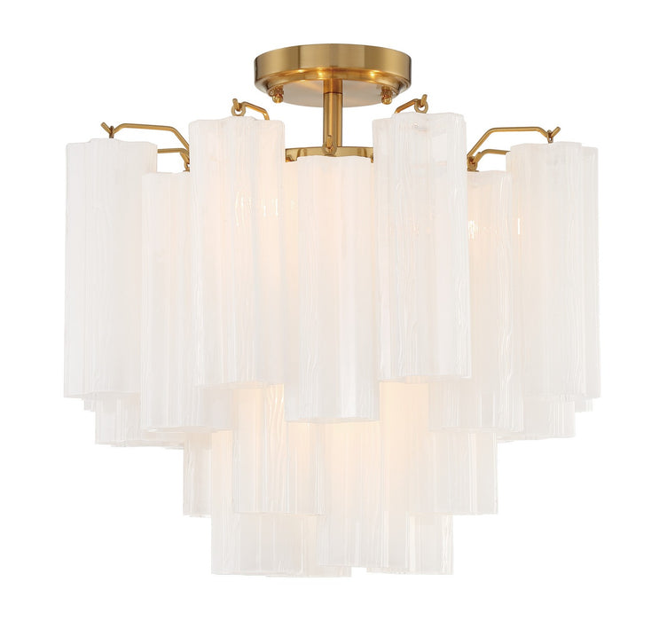 Crystorama ADD-300-AG-WH_CEILING Four Light Semi Flush Mount, Aged Brass