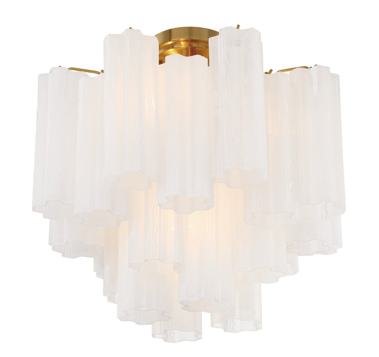 Crystorama ADD-300-AG-WH_CEILING Four Light Semi Flush Mount, Aged Brass