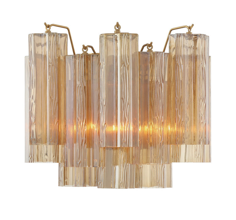 Crystorama ADD-302-AG-AM Two Light Wall Sconce, Aged Brass