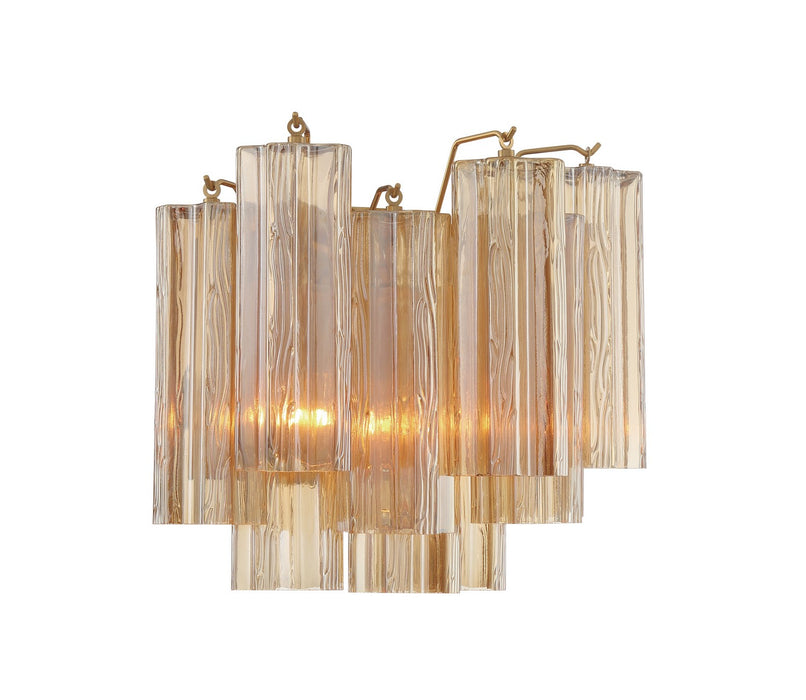 Crystorama ADD-302-AG-AM Two Light Wall Sconce, Aged Brass