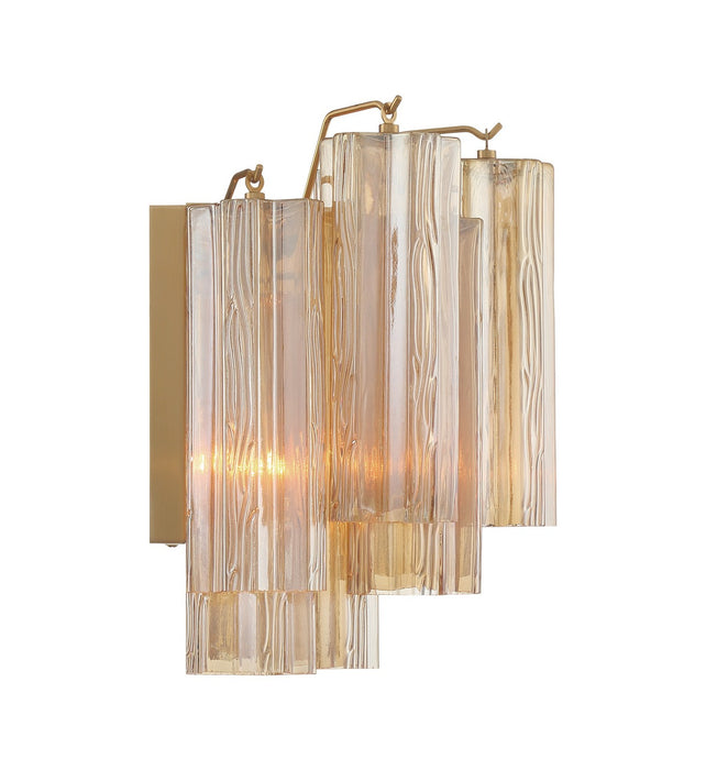 Crystorama ADD-302-AG-AM Two Light Wall Sconce, Aged Brass