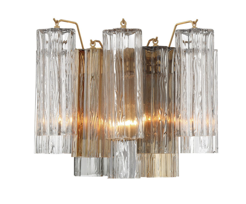 Crystorama ADD-302-AG-AU Two Light Wall Sconce, Aged Brass
