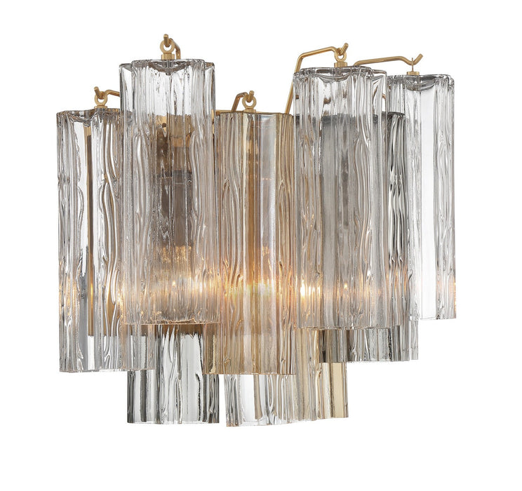 Crystorama ADD-302-AG-AU Two Light Wall Sconce, Aged Brass
