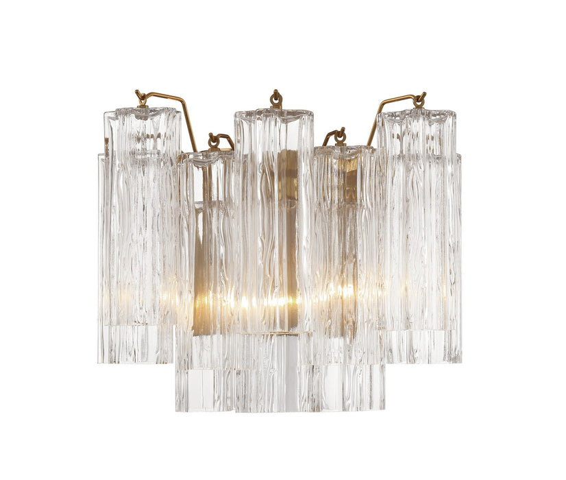 Crystorama ADD-302-AG-CL Two Light Wall Sconce, Aged Brass
