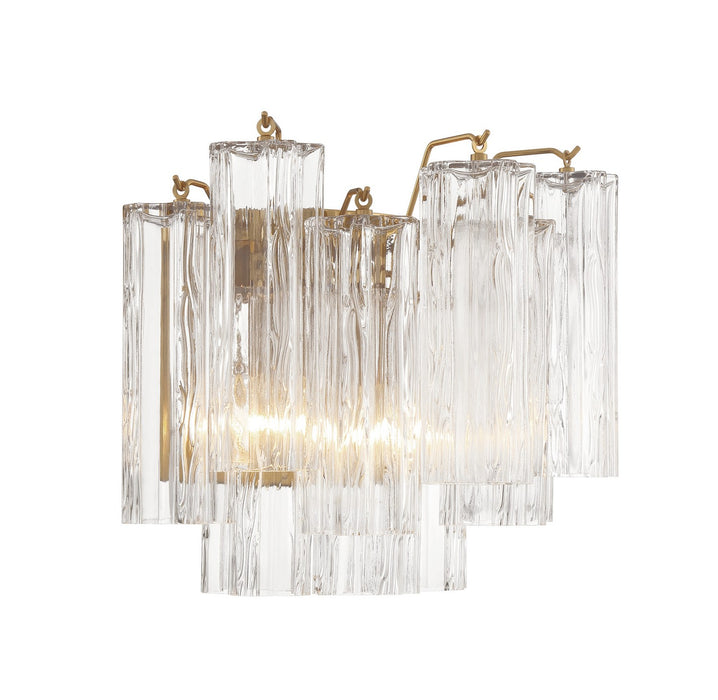 Crystorama ADD-302-AG-CL Two Light Wall Sconce, Aged Brass