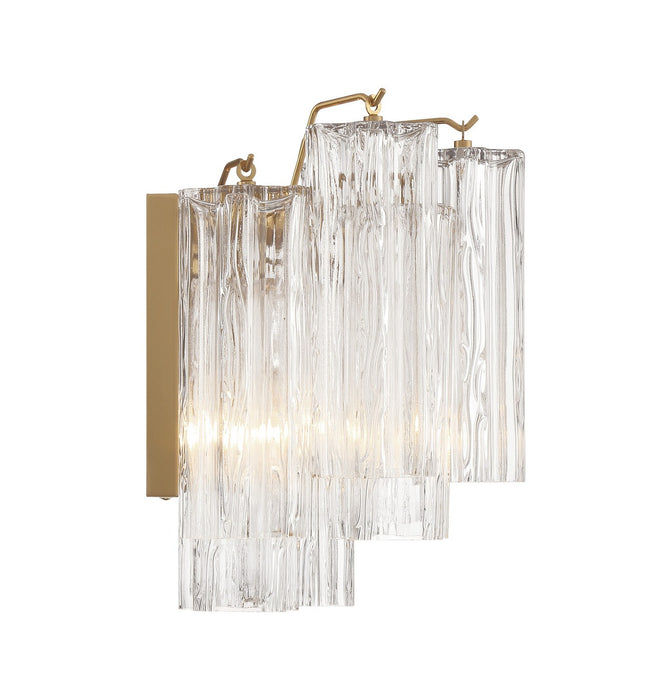 Crystorama ADD-302-AG-CL Two Light Wall Sconce, Aged Brass
