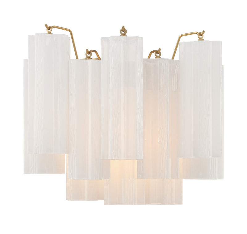 Crystorama ADD-302-AG-WH Two Light Wall Sconce, Aged Brass