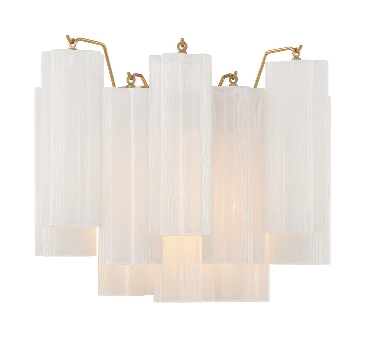 Crystorama ADD-302-AG-WH Two Light Wall Sconce, Aged Brass