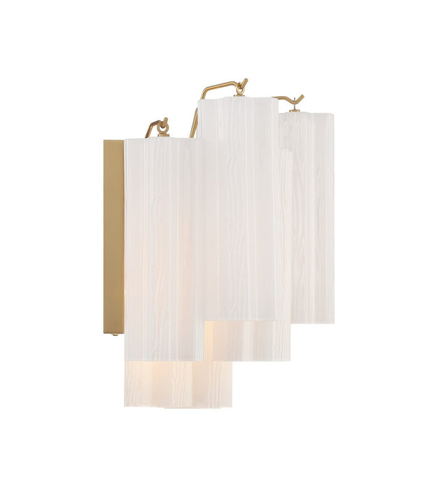 Crystorama ADD-302-AG-WH Two Light Wall Sconce, Aged Brass