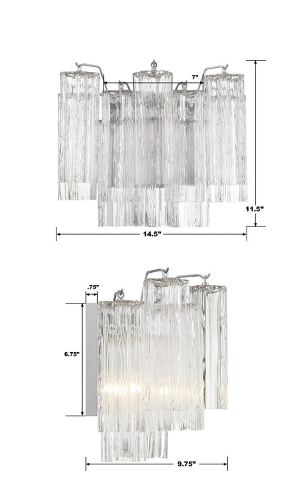 Crystorama ADD-302-CH-CL Two Light Wall Sconce, Polished Chrome