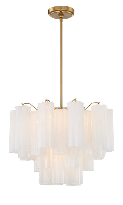 Crystorama ADD-306-AG-WH Six Light Chandelier, Aged Brass